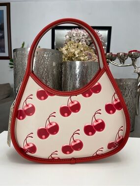COACH Coachtopia Ergo Bag Cherry Print Leather Shoulder Bag NWT CL754